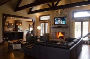 living room with fireplace