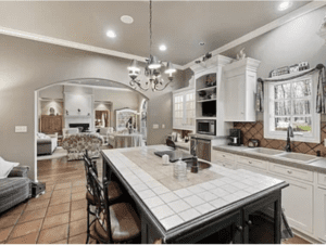 A large kitchen with a large center island.