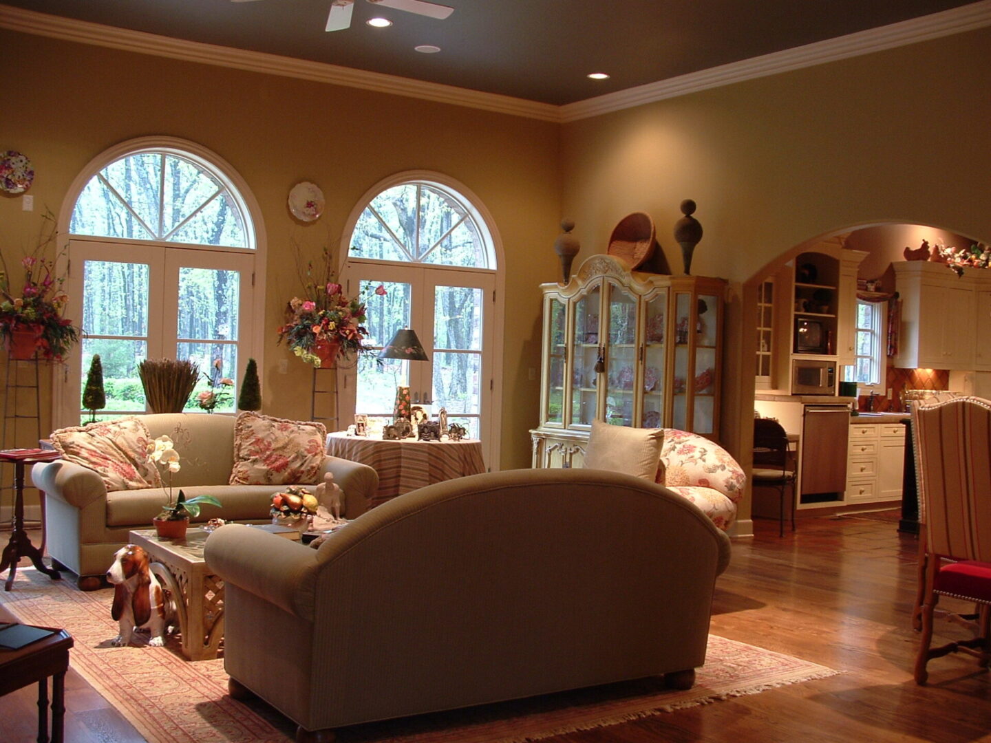 A living room with couches and a coffee table.